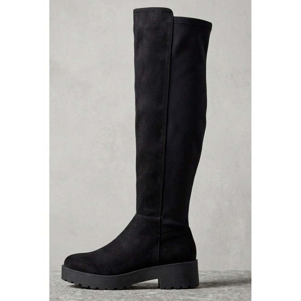 Dirty Laundry Black Over The Knee Lug Sole Boots Womens 6.5 in Black